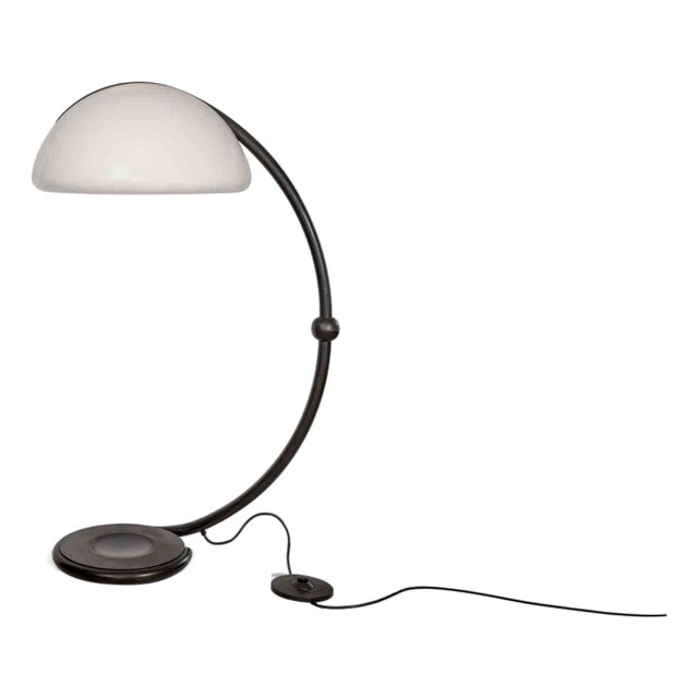 Elio Martinelli Snake Floor Lamp, White Metal and Opal, Italy 1960s For Sale