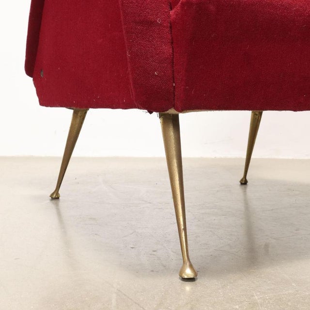 Set of Vintage Lounge Chairs in Fabric Foam and Brass, 1950s For Sale - Image 6 of 10