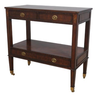 1960s Maitland Smith Regency Style Mahogany Inlaid 2 Tier Server For Sale