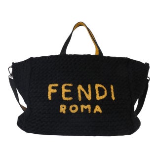 Yellow Black Wool Logo Tote For Sale