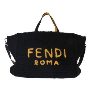 Yellow Black Wool Logo Tote