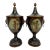 Pair of Vintage Neoclassical Painted Toleware Lidded Urns With Lion Mask Handles For Sale