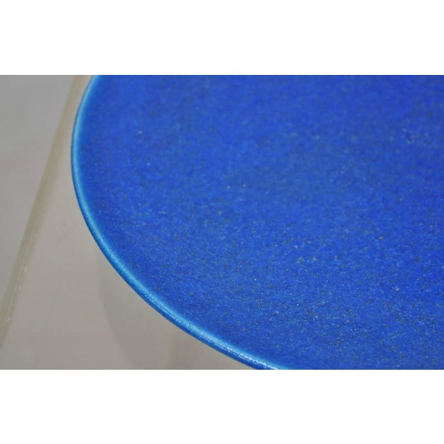 Early 20th Century Edmond Lachenal French Art Nouveau Turquoise Blue Glazed Pottery Charger Plate For Sale In Philadelphia - Image 6 of 11