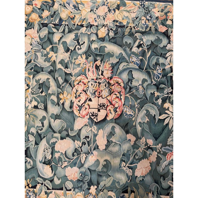 Vintage European Coat of Arms Botanical Tapestry For Sale - Image 4 of 8