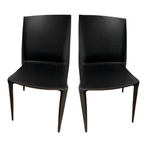 Vintage Black Bellini Chairs Made in Italy by Mario Bellini for Heller - Set of 2