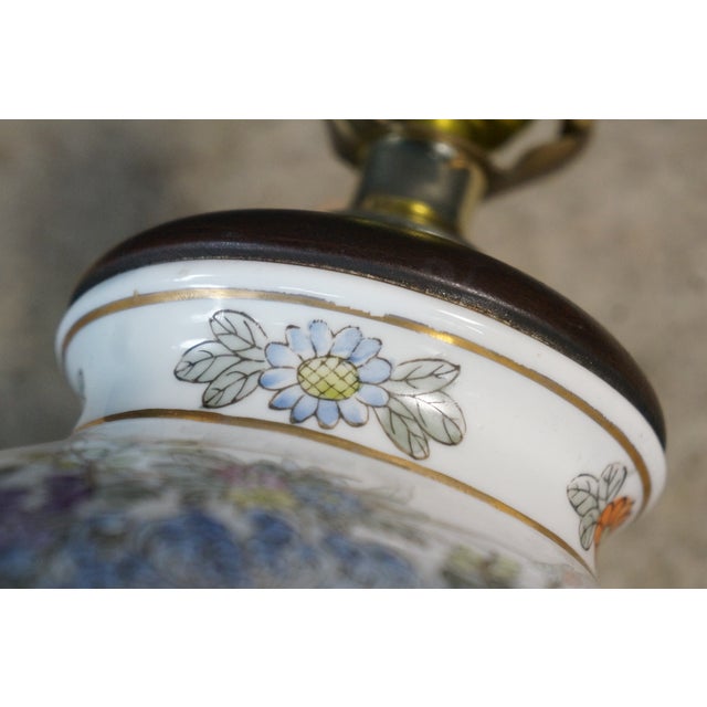 Vintage Hand-Painted Floral Chinoiserie Porcelain Ginger Jar Urn Lamp Peonies For Sale - Image 15 of 18