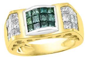 1.4 Carat Blue and White Diamond Cocktail Ring 14 Karat Yellow Gold