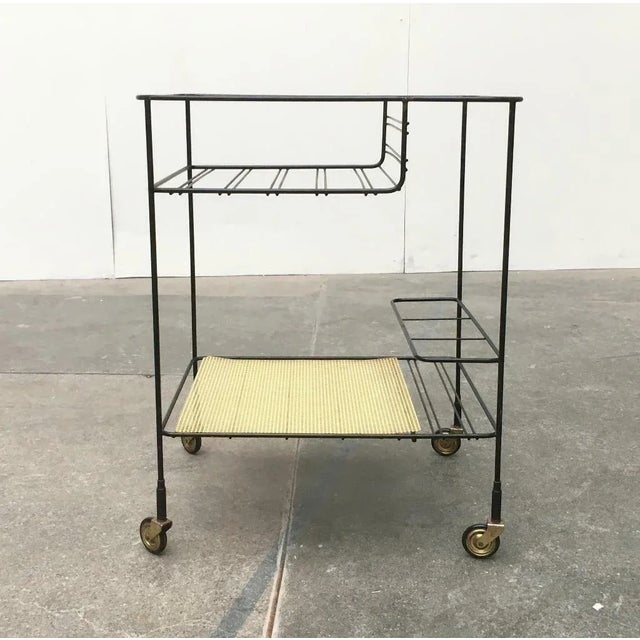 Mid-Century Modern Minimalist Perforated Metal Bar Serving Cart, 1960s For Sale - Image 11 of 18
