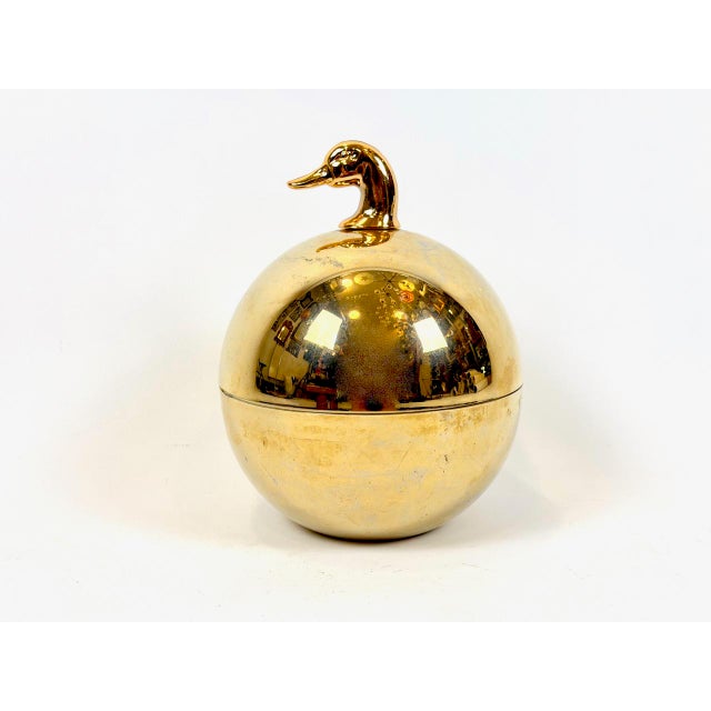 Plastic Vintage Gilded Ball Shape Ice Bucket with Duck Head Top Handle attributed to Hans Turnwald for Freddotherm, Switzerland, 1970s For Sale - Image 7 of 7