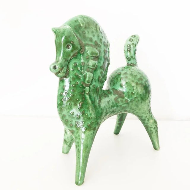 Vintage Green Ceramic Horse by Roberto Rigon For Sale - Image 6 of 6