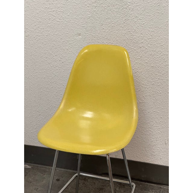 Herman Miller Eames Fiberglass Yellow Shell Counter Stool, Vintage For Sale - Image 4 of 12