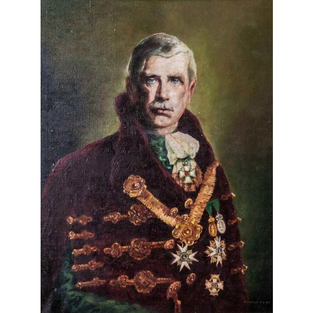 Blue Hungarian School, Portrait of a Man, Oil on Canvas For Sale - Image 8 of 8