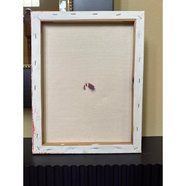 Abstract Modern Monochromatic Textured Impasto Original Painting, White, Orange, Blue, Framed For Sale - Image 11 of 11