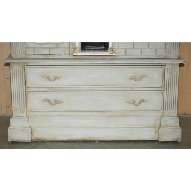 Gold Tall Antique Georgian Painted Town House Wardrobe with Drawers For Sale - Image 8 of 16