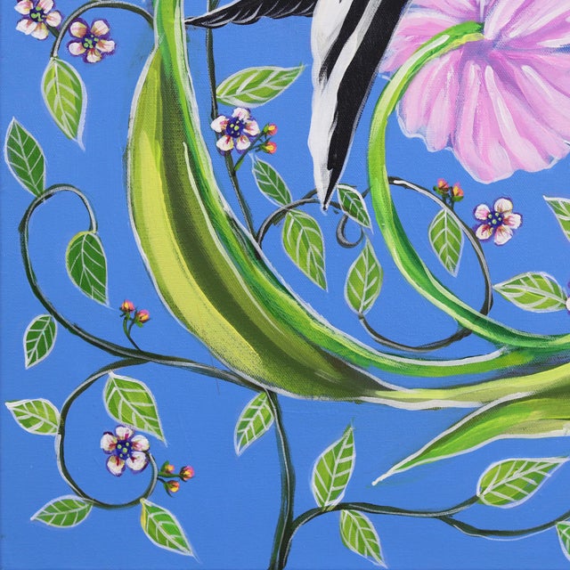 2020s Goldfinch - Colorful Floral Figurative Bird Painting on Canvas Original Artwork by Naomi Jones For Sale - Image 5 of 9