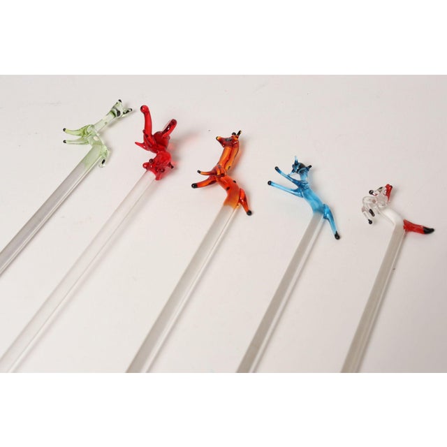 Set of Eight Vintage Blown Glass Animal Cocktail Stirrers With Box by Saxon For Sale - Image 10 of 17