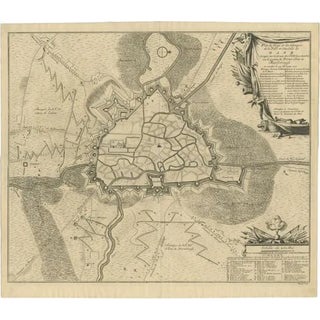 Antique Map of the Siege of Gent by Dumont, 1729 For Sale