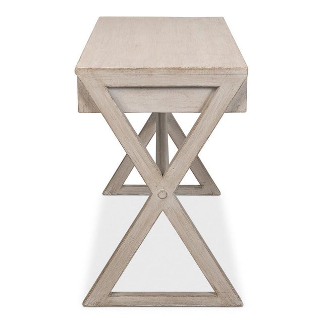 Campaign X-Frame Writing Desk in Stone Grey For Sale - Image 4 of 12