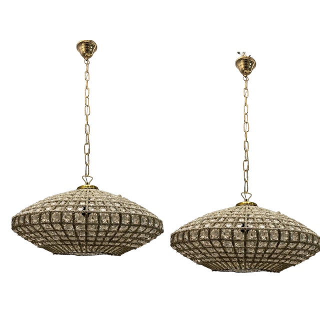 Crystal Beaded Light Pendant, 1980s For Sale - Image 4 of 7
