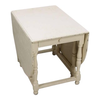 Early 20th Century Off White Cream Painted Gateleg Farm Table For Sale