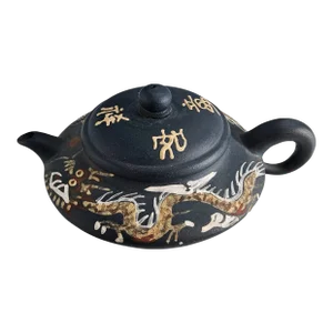 Chinese Yixing Dragon Blue Teapot Ceramic Handmade Teapot