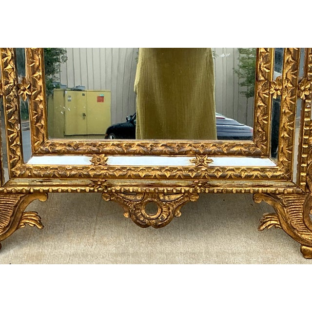1950s Mid-Century Italian Carved Giltwood Baroque Style Wall Mirror Danby of New York For Sale - Image 5 of 7