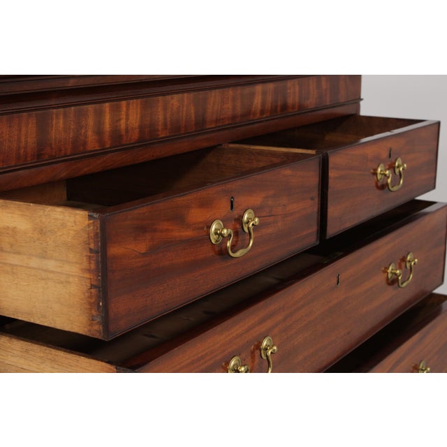 19th Century Antique 19th Century Chippendale Style Mahogany Chest on Chest For Sale - Image 5 of 12