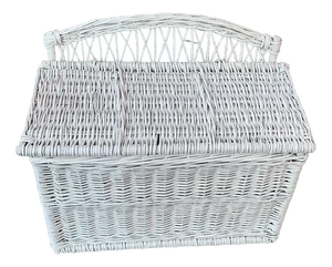 Vintage Wicker Chest in White