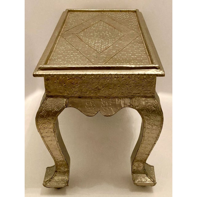 Mid-Century Hand Embossed Brass Clad Low Side Table For Sale - Image 9 of 13
