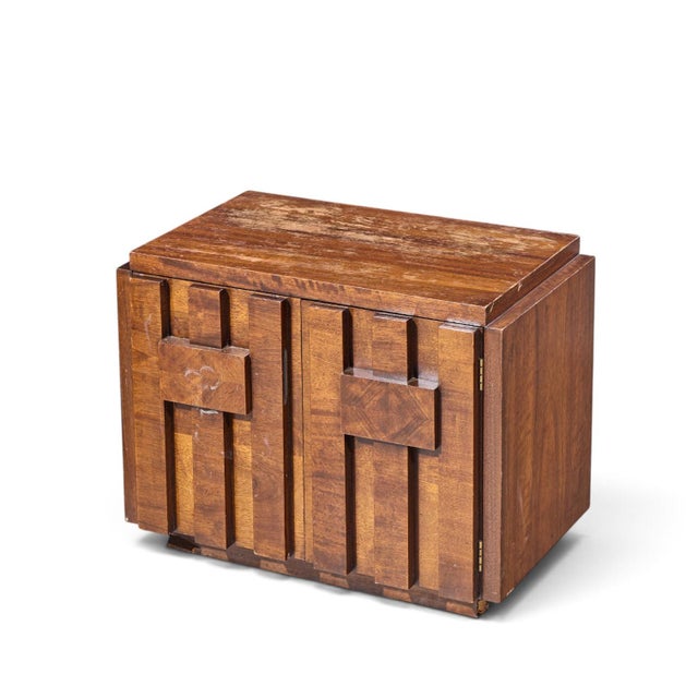 Lane Staccato Brutalist Mid Century Walnut Nightstands - Pair For Sale - Image 11 of 11