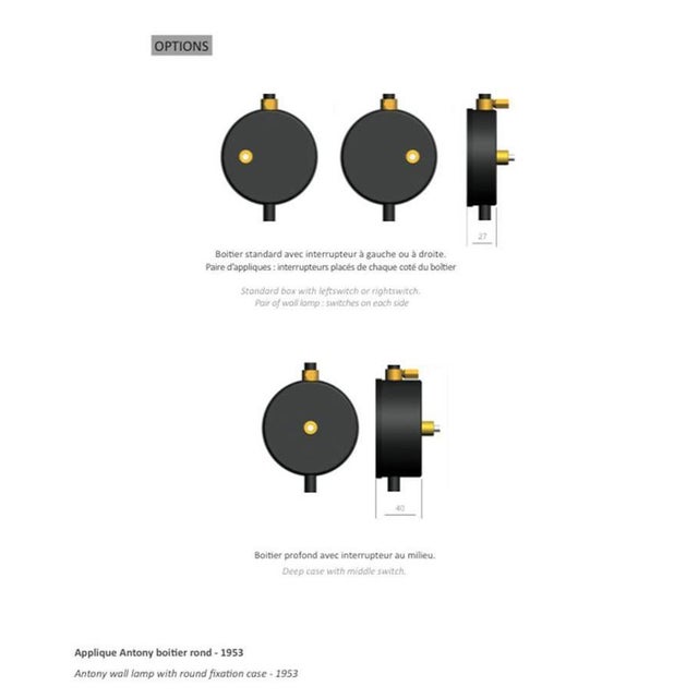 Modern White Anthony Wall Lamp with White Round Fixation Box by Serge Mouille, Set of 2 For Sale - Image 6 of 8