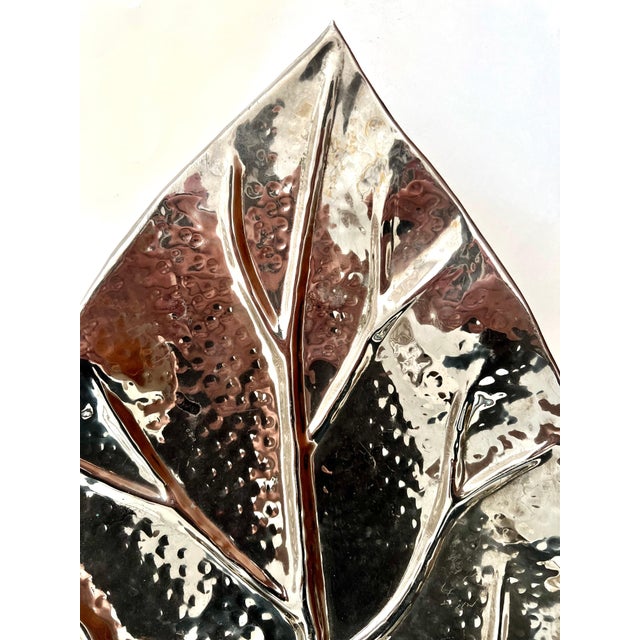 Mid 20th Century Mid 20th Century Hammered Silverplate Leaf Serving or Decorative Piece For Sale - Image 5 of 8