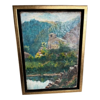 Spanish Oil on Canvas Landscape, Signed Verso For Sale