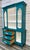 Refinished Bassett brand hutch. French provincial style. Turquoise with cream white interior. one solid piece. All doors...