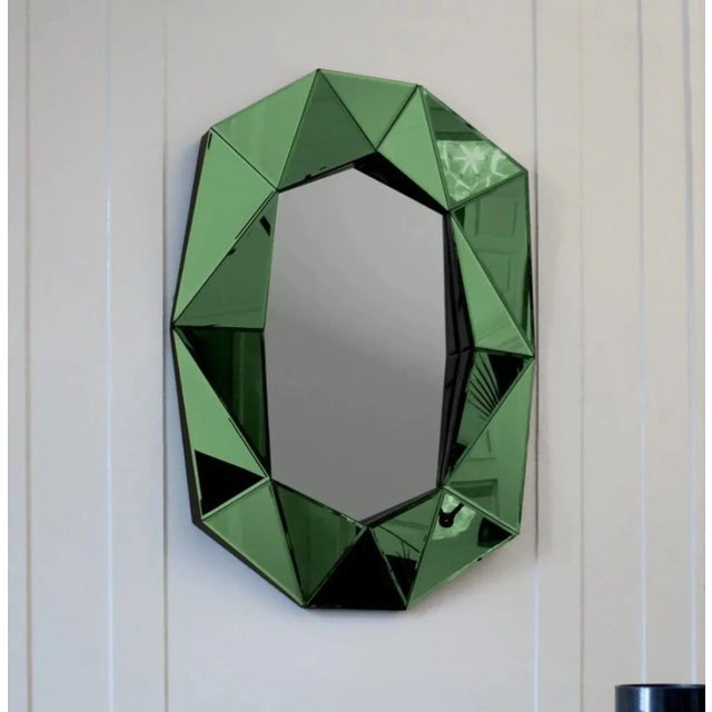 Diamond large mirror emerald dimensions: w 72 x d 6.2 x h 100 cm material: 4 mm faceted mirror on black painted mdf...