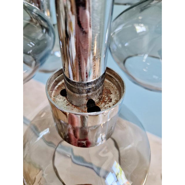 Silver Cascade Chandelier in Chrome Metal and Smoked Glass, 1960s For Sale - Image 8 of 18