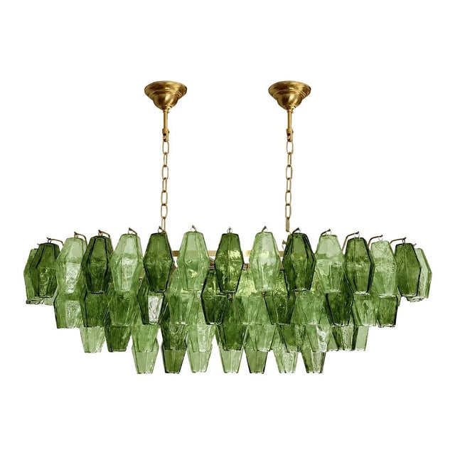 Light and Dark Green Poliedri Murano Glass Chandelier by Simoeng for Simoeng For Sale - Image 12 of 12