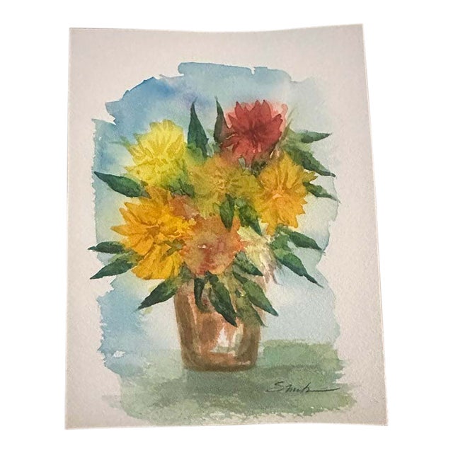 “Garden Inspired” Original Watercolor Botanical by Nancy Smith For Sale