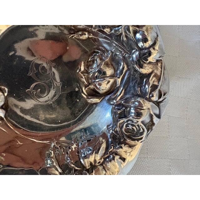 Metal 19th C Art Nouveau Sterling Silver Rose Bowl or Bonbon Dish For Sale - Image 7 of 14