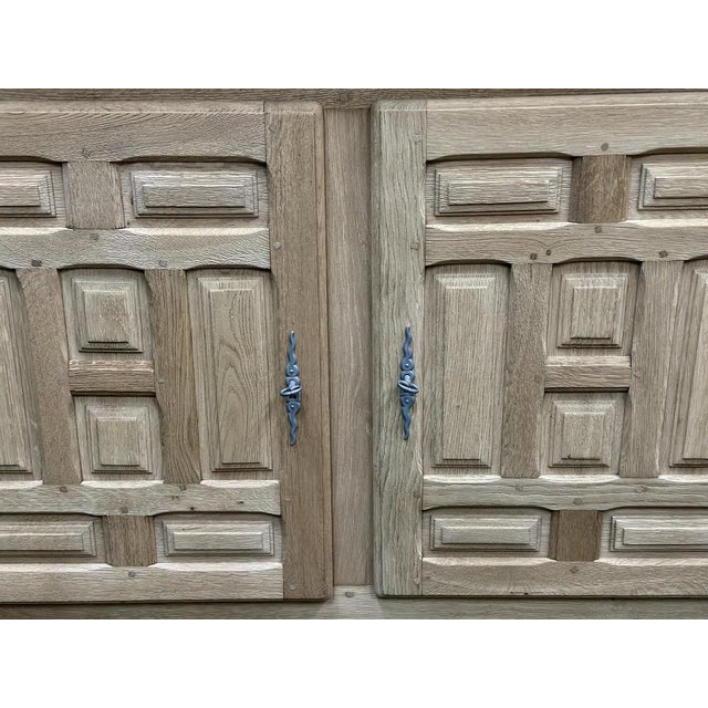 Vintage French White Oak Brutalist Sideboard, France, 1960s For Sale - Image 5 of 15