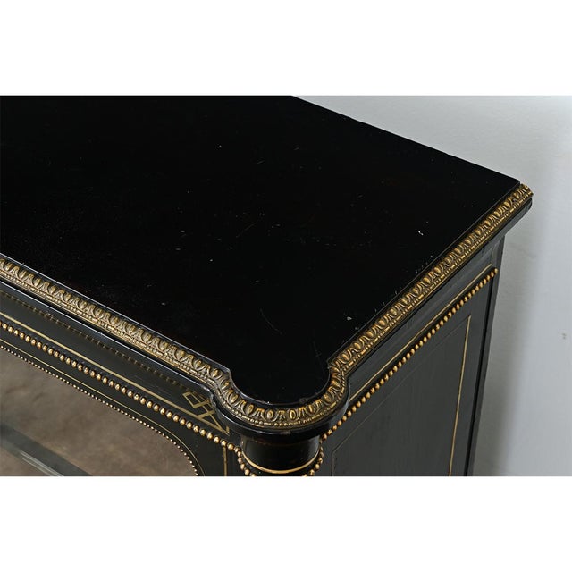 Brown French 19th Century Ebonized Bibliotheque For Sale - Image 8 of 12