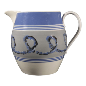 English Pearlware Mocha Earthworm Jug, Staffordshire or Northern England