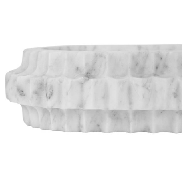 Contemporary Matthew Izzo Home Lilibet Oval Marble Tray For Sale - Image 3 of 11