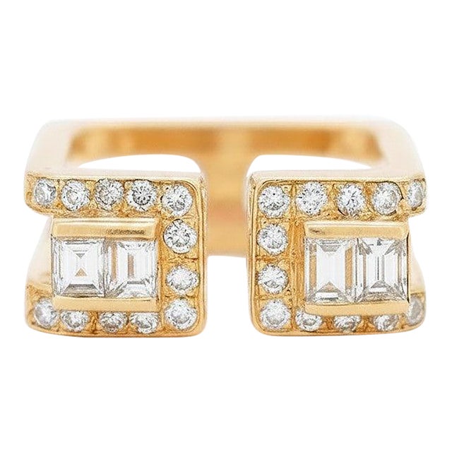 Jean Vendôme Diamond Double-Band Ring 18k Gold - Vintage For Sale
