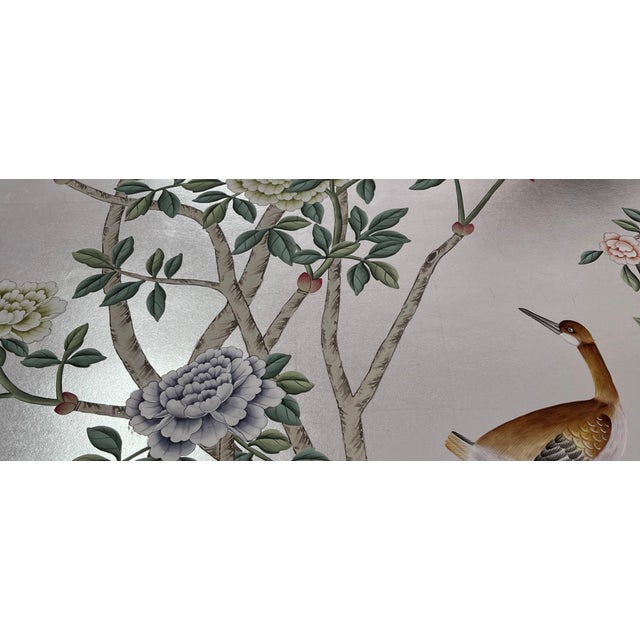 If you love the look of De Gournay wallpaper but not the price, this is for you. Hand-Painted Silver Metallic Mural,...