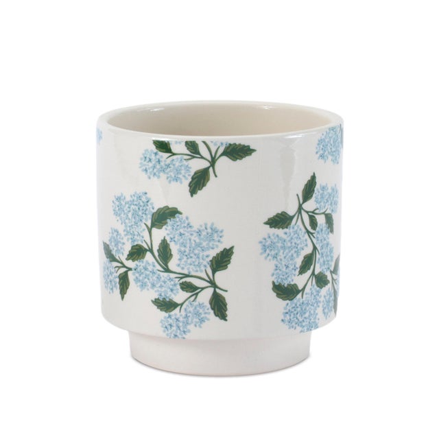2020s Hydrangea Floral Pattern Planter (Set of 2) For Sale - Image 5 of 5
