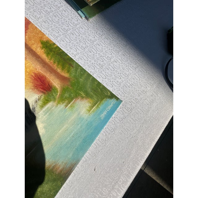 1990s Colorful Foliage and Creek Landscape Painting on Canvas, Signed by the Artist For Sale In Atlanta - Image 6 of 8