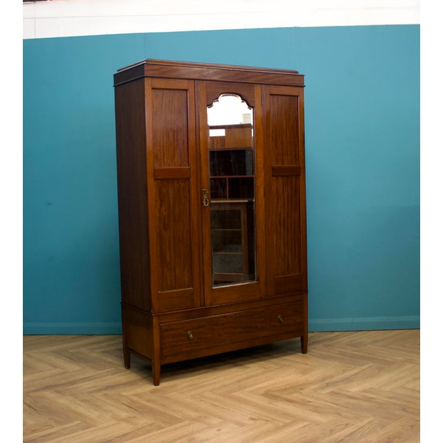 An Edwardian mahogany wardrobe or hall robe - circa 1900's Inside, there are two clothes rails and coat hooks (we can add...