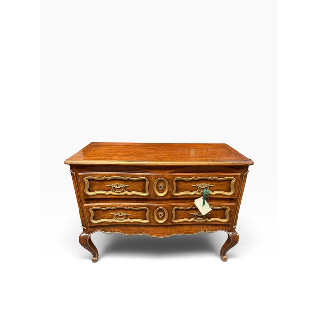 19c Style Italian Gilded Walnut Chest of Drawers Commode.