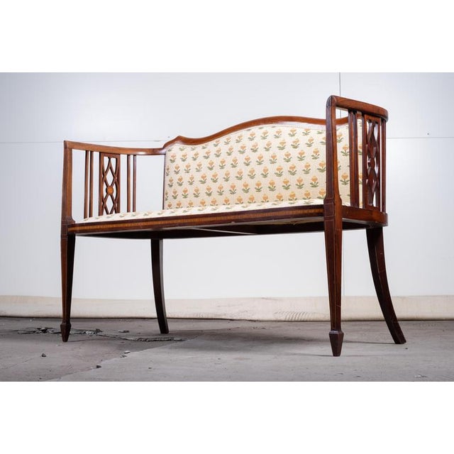 Art Nouveau 2-Seater Sofa or Bench in Mahogany, Early 1900s For Sale - Image 5 of 10